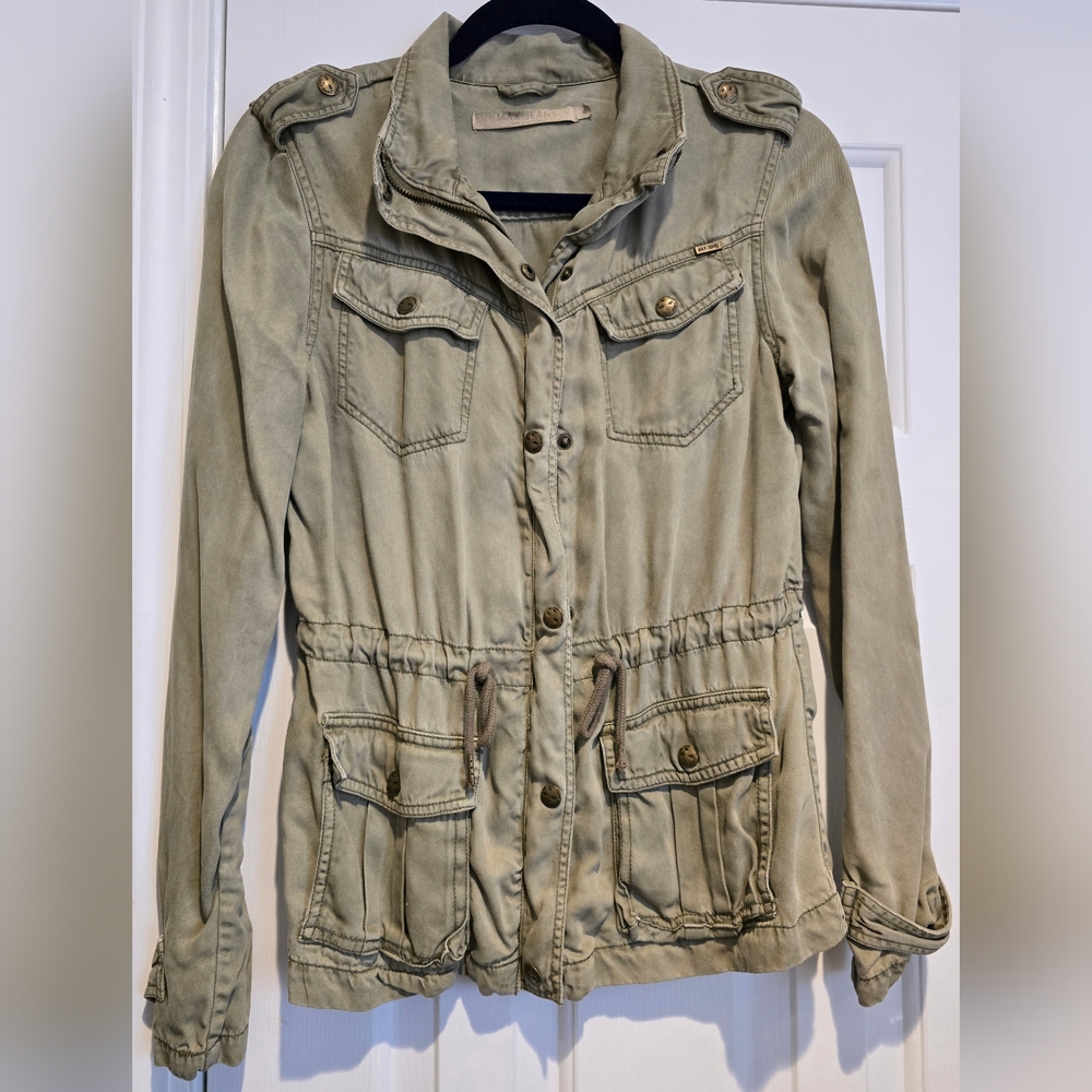Women's Max Jeans Size XS Olive Green Tencel Lt Military Style Anorak Jacket